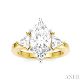 1/2 Ctw Marquise Shape Trillion and Round Cut Diamond Semi-Mount Engagement Ring in 14K Yellow and White Gold